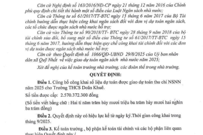CÔNG KHAI QUYẾT ĐỊNH BÀN GIAO NGÂN SÁCH XÃ NĂM 2025